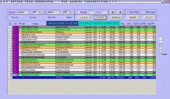 PF Return Forms Generator screenshot