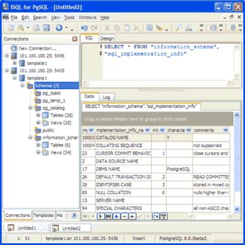 pgISQL (Interactive SQL for PostgreSQL) screenshot