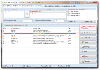 Phone Number Web Extractor screenshot