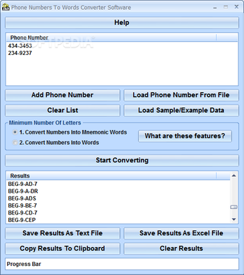 Phone Numbers To Words Converter Software screenshot