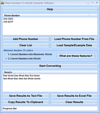 Phone Numbers To Words Converter Software screenshot 2