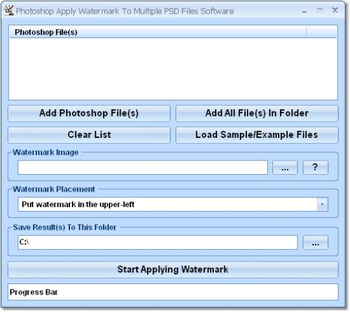 Photoshop Apply Watermark To Multiple PSD Files Software screenshot