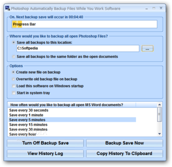Photoshop Automatically Backup Files While You Work Software screenshot