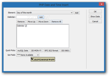 PHP Date and Time for Dreamweaver screenshot 2