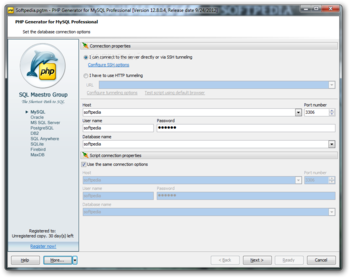 PHP Generator for MySQL Professional screenshot