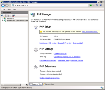 PHP Manager for IIS screenshot