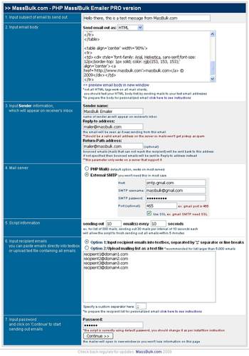 PHP Mass/Bulk Emailer screenshot