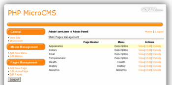 PHP MicroCMS - PHP Web Content Management System Script screenshot 3