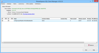 PhraseExpress SQL Client Manager screenshot