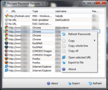 Phrozen Password Revealer screenshot