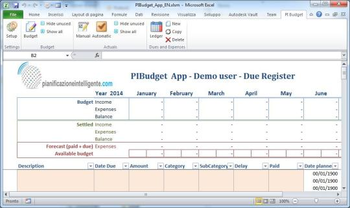 PIBudget App for Excel screenshot