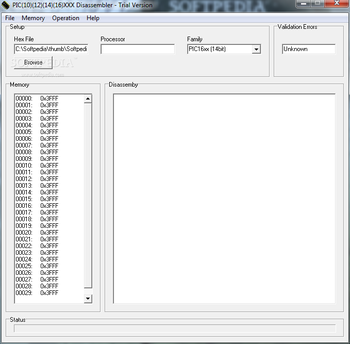 PIC (10)(12)(14)(16)XXX Disassembler screenshot