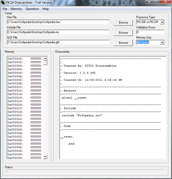 PIC24 Disassembler screenshot