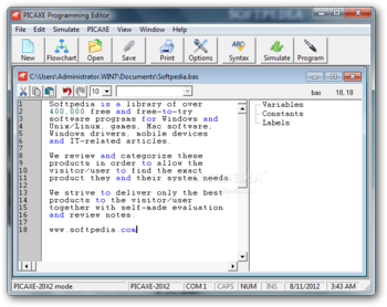 PICAXE Programming Editor screenshot