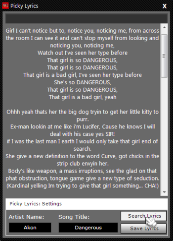 Picky Lyrics screenshot