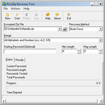 PicoZip Recovery Tool screenshot