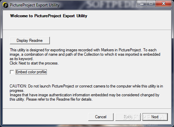 PictureProject Export Utility screenshot