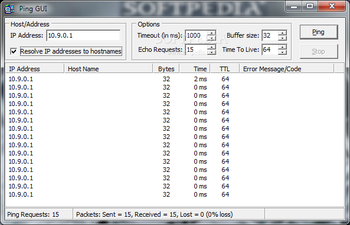 Ping GUI screenshot