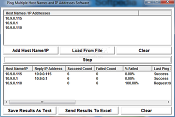 Ping Multiple Host Names and IP Addresses Software screenshot