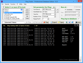 Ping Tester - Professional Database Edition screenshot