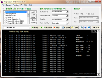 Ping Tester - Web screenshot
