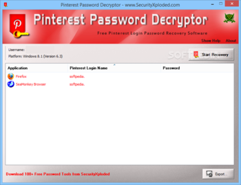 Pinterest Password Decryptor screenshot