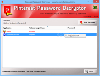 Pinterest Password Decryptor screenshot 2