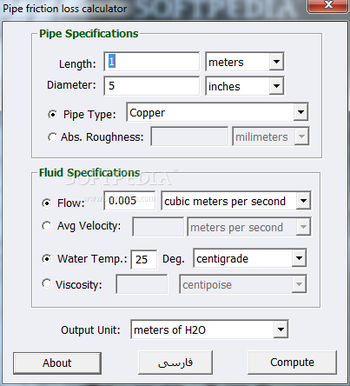 Pipe Pressure Loss Calculator screenshot