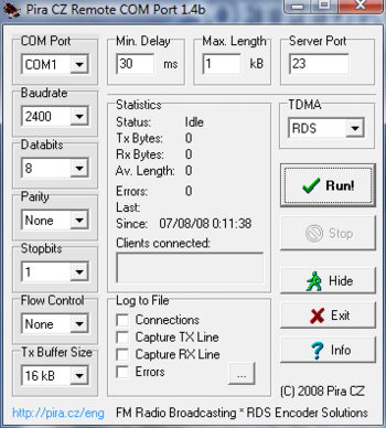 Pira CZ Remote COM Port screenshot