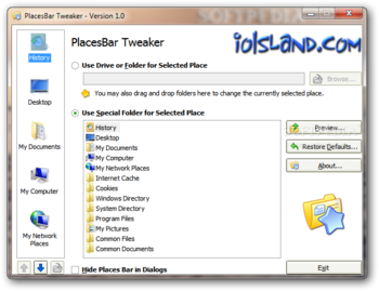 PlacesBar Tweaker screenshot