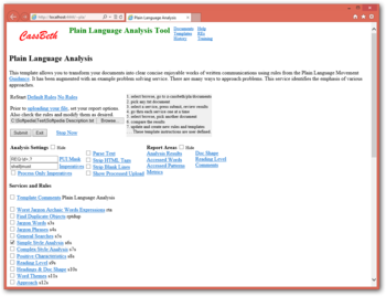 Plain Language Analysis Tool screenshot