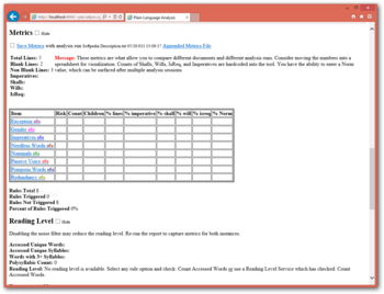 Plain Language Analysis Tool screenshot 2