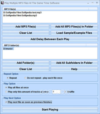 Play Multiple MP3 Files At the Same Time Software screenshot