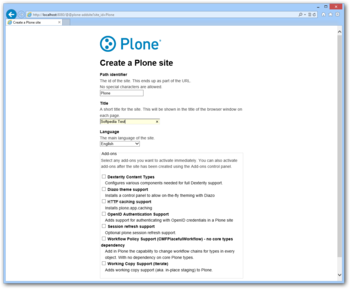 Plone screenshot