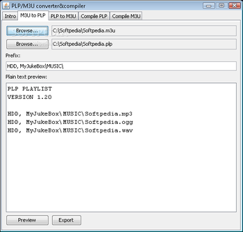 PLP/M3U converter&compiler screenshot