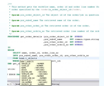 PL/SQL Editor screenshot