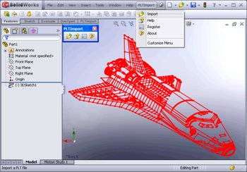 PLT Import for SolidWorks screenshot