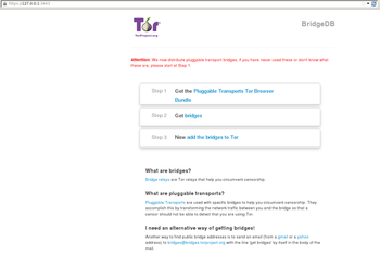 Pluggable Transports Tor Browser Bundle screenshot