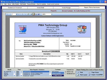 PMA Small Business Billing and Proposal\Estimate System screenshot
