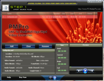 PMPro Flash to iPod/PSP/3gp/Mp4 Converter screenshot