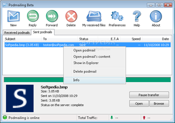 Podmailing screenshot