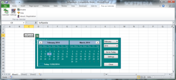 Pop-up Excel Calendar screenshot