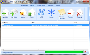 Portable Advanced File Hash 2011 screenshot