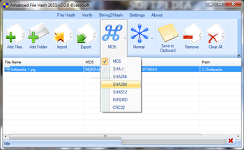 Portable Advanced File Hash 2011 screenshot 2
