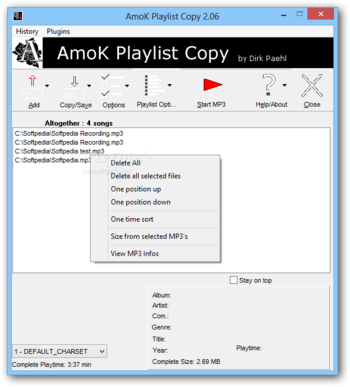 Portable AmoK Playlist Copy screenshot