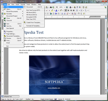 Portable Atlantis Word Processor screenshot 2