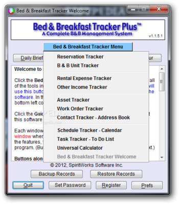 Portable Bed & Breakfast Tracker Plus screenshot