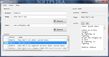 Portable ChartLyrics screenshot