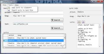 Portable ChartLyrics screenshot 2