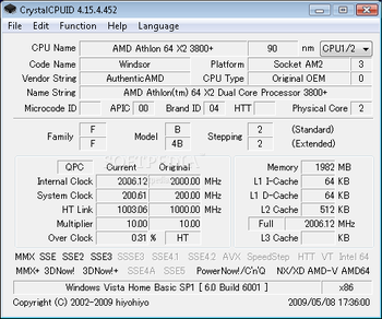 Portable CrystalCPUID screenshot